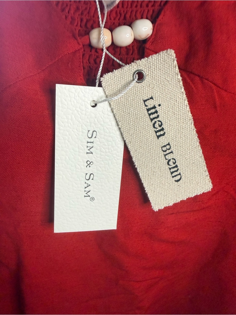 Sleeveless Red Linen-Blend Mini Dress with Spaghetti Straps - Picture 3 of 6
